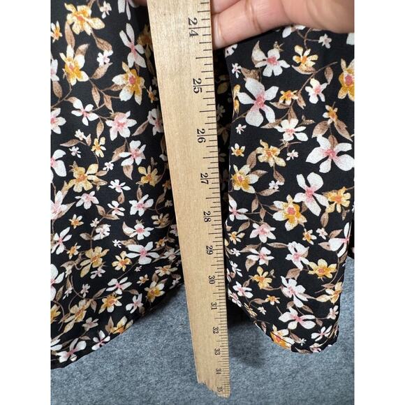 Moa Mao Blouse Women 3x Long Sleeve Black Floral V Neck Mature Boho Smocked Slee - Picture 5 of 7